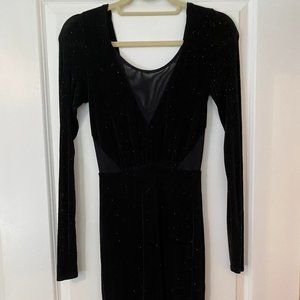 Guess Body Hugging long sleeve black sparkle dress